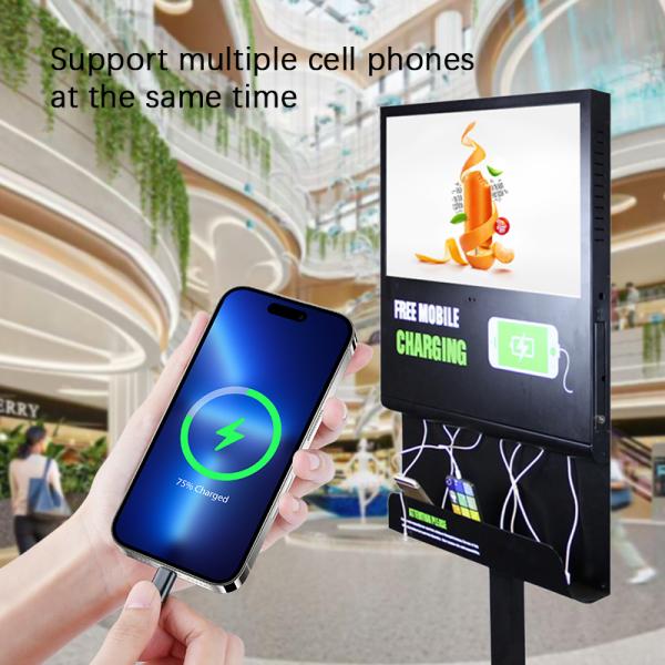 Station de recharge pour téléphone portable avec écran LCD publicitaire 15,6/21,5 pouces