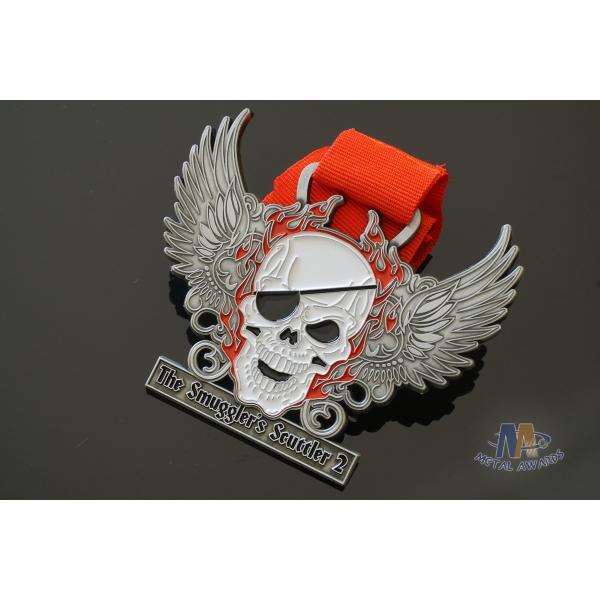 Eco - Friendly Skull Metal Award Medals Soft Enamel Filling Size 70*4MM