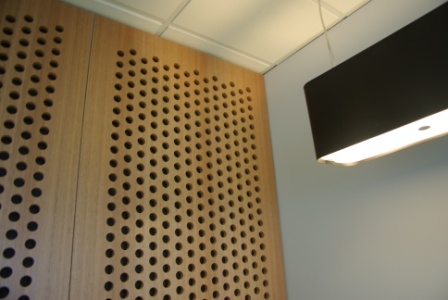 Auditorium Melamine Surface Perforated Wood Sheets / Music Studio Acoustic Panels