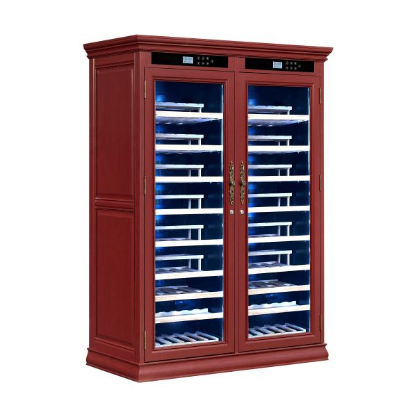 Freestanding Wooden Wine Cooler Cabinet With Dual Glass Doors