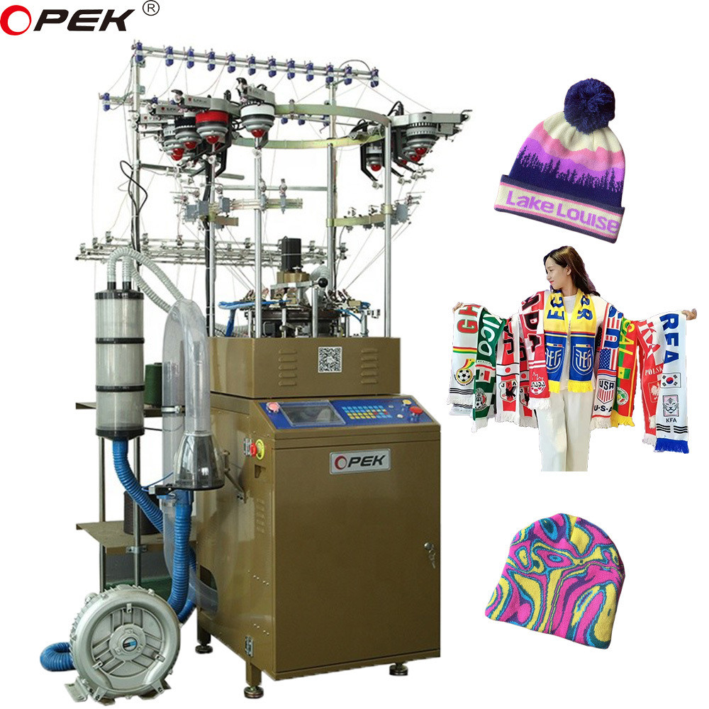 Jacquard Beanies and Scarves with Touch Screen OPEK Knitting Machine's Specialization