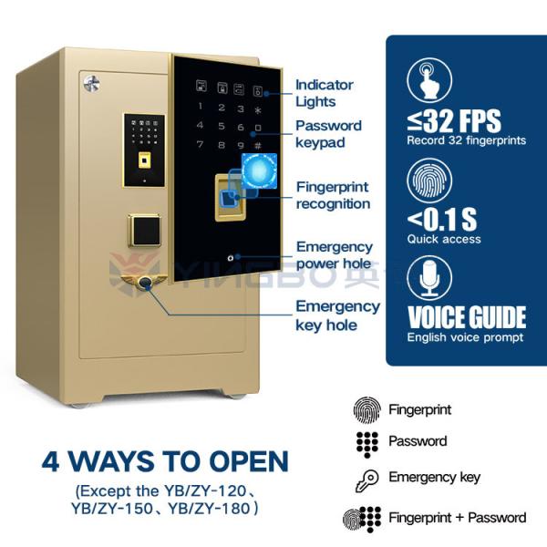 YB/ZY-70 Commercial Safe Box Semiconductor Fingerprint Biometric Technology 4 Open Ways