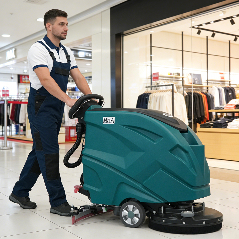 High Efficiency Walk Behind Floor Scrubber Industrial Cleaning Machine for Parking Lot Office Building Cleaning Company