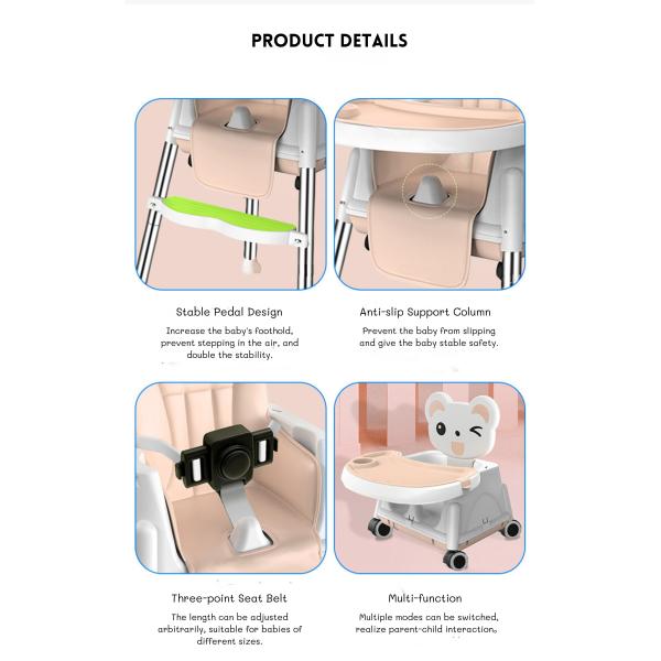 Soft  Comfortable Baby Dining Chair Adjustable Size 92*65*65cm For Bedroom Feeding