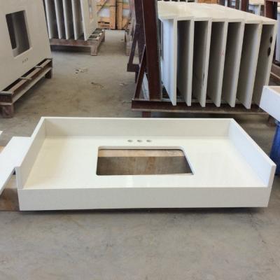 Bathroom White Engineered Quartz Countertops Wear Resistant Eco Friendly