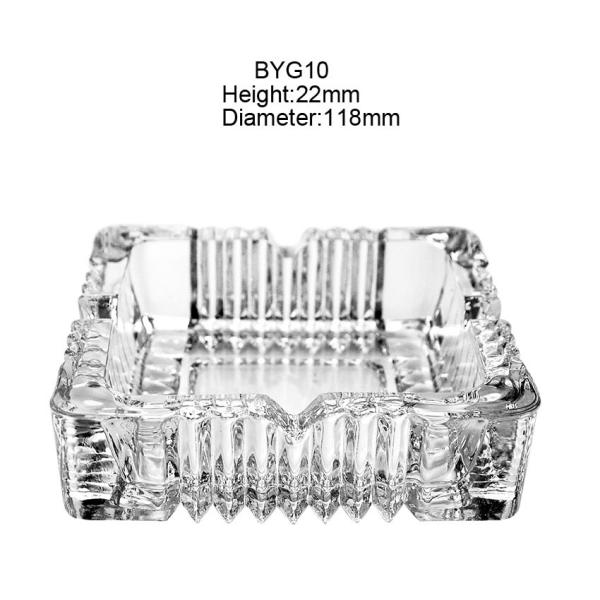 Square Glass Cigarette Ashtray 205mm 8 Inch Dia Cut Patterns For Easy Grasping