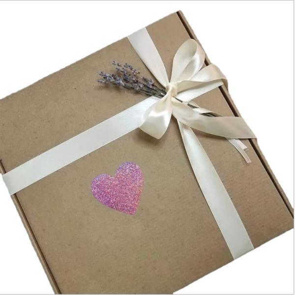 Laser Heart Pink Holographic Sticker Glitter Sealing Labels 500pcs/Roll For Gift Box Packaging