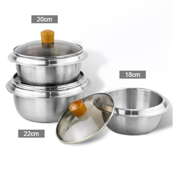 Высококачественная еда варя набор бака запаса ресторана нержавеющей стали 18cm 20cm 22cm бака 304 варя бак