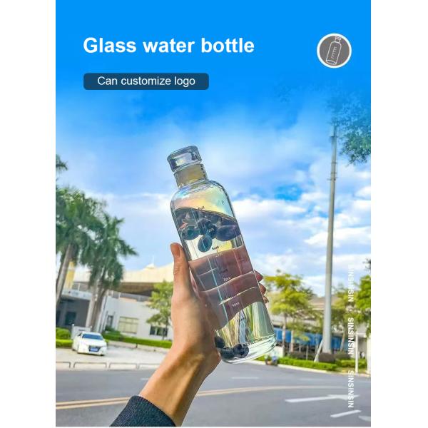 Minimalist Design Style 500ml BPA-Free Borosilicate Glass Water Bottle with Time Marker