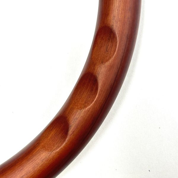 14 Inch  Classic Wood Mahogany Steering Wheel Matte Black Brushed Aluminum Spokes
