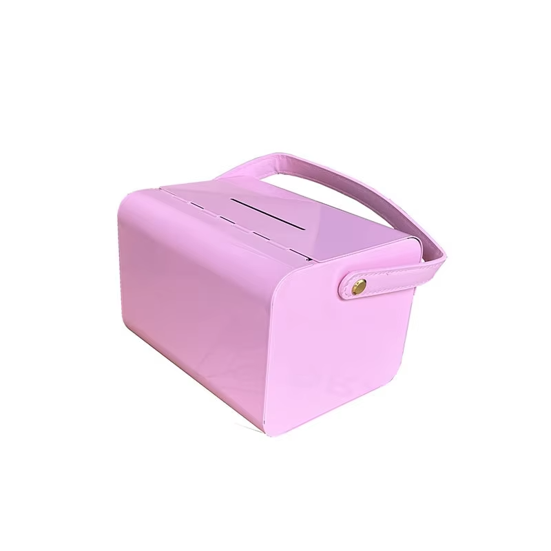 A Storage Iron Box with a Handle for Passwords, a Portable Metal Box for Jewelry and Coins with a Key