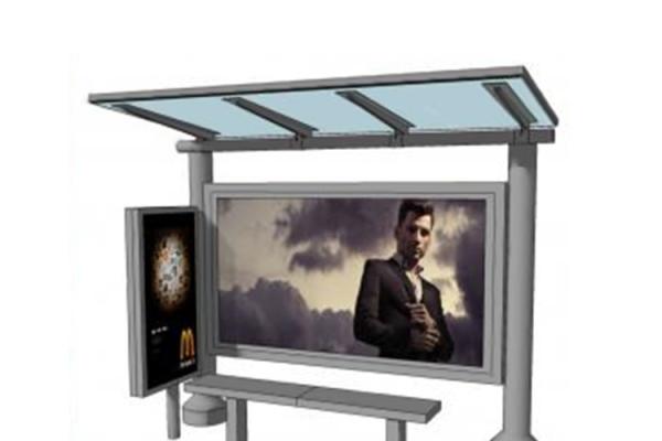 Good Light Transmission Portable Bus Shelters , H Shaped Stainless Steel Glass Canopy
