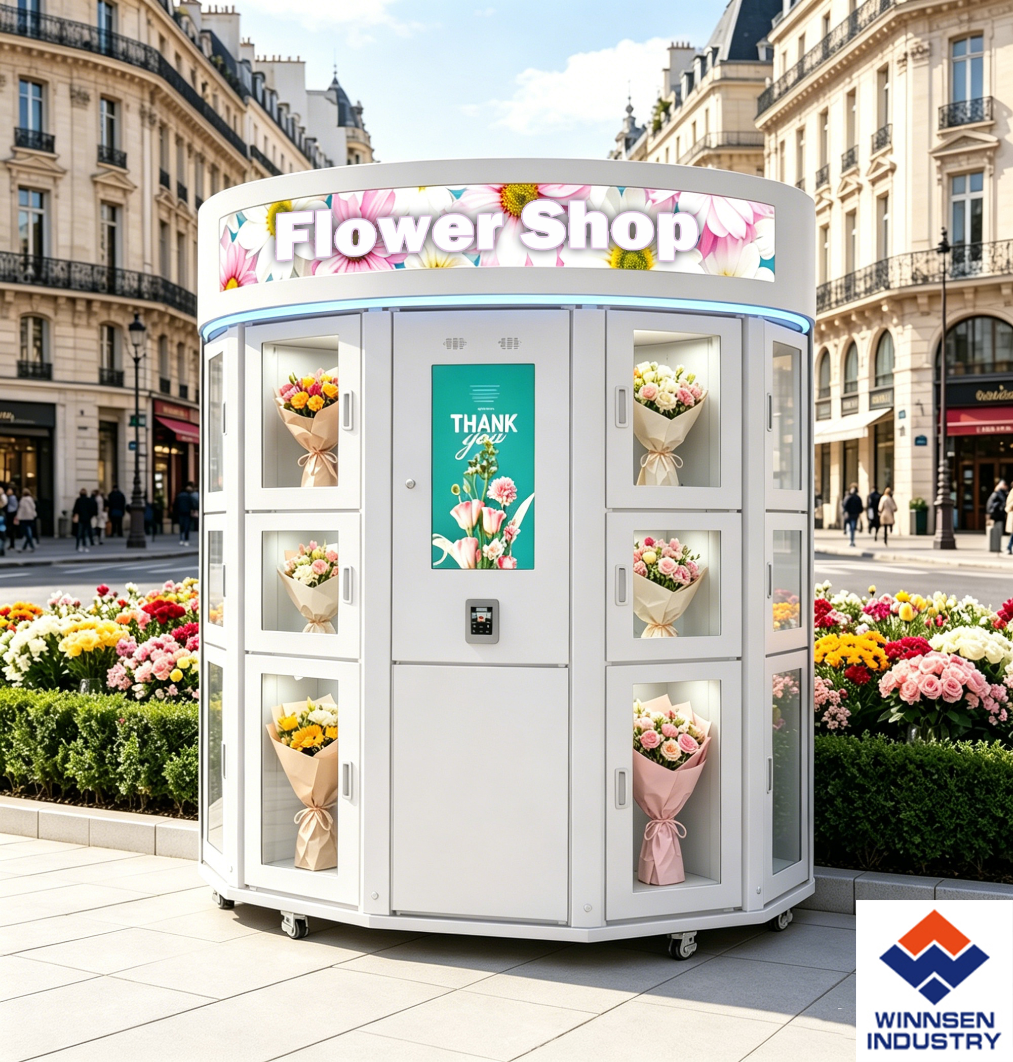 Winnsen Cold Fresh Smart Flower Locker for Sale, Intelligent Retail for Airport, Hotel, Subway and Restaurant