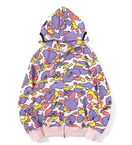 Camo personalizável Full Face Zip Up Hoodie 100% algodão Full Zip Hoodie
