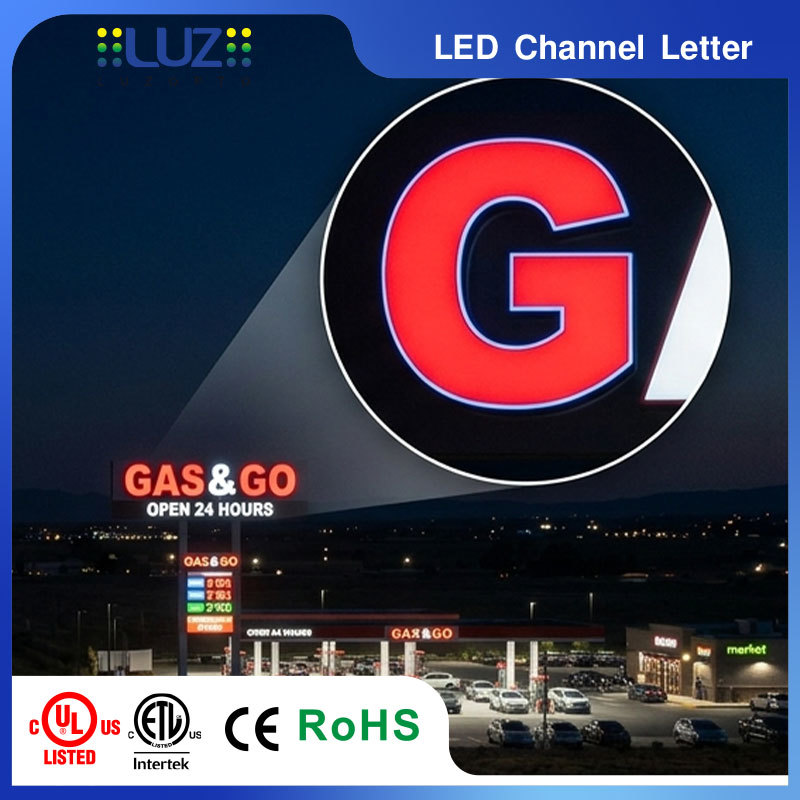 Anti UV Yellowing Resistant Acrylic Face High Output Brightness Channel Letter For Petrol Gas Station