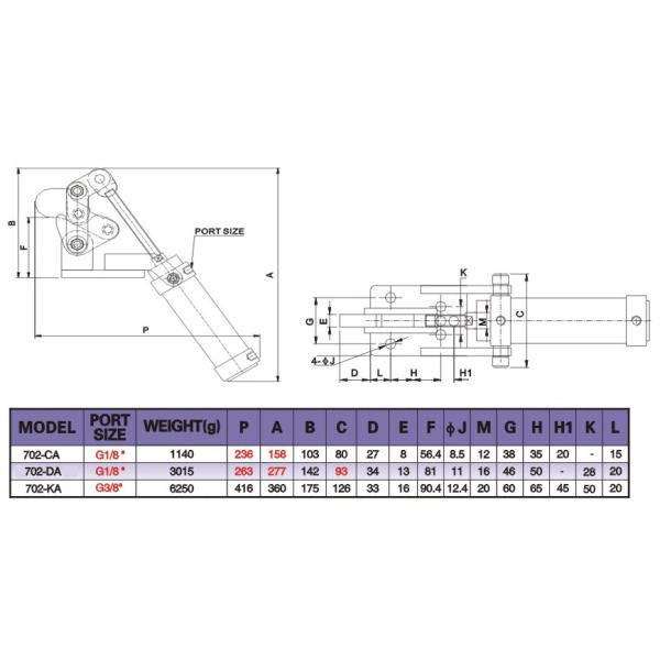 Custom Welding Pneumatic Air Clamps 702DA Holding Force 500kgs OEM Service