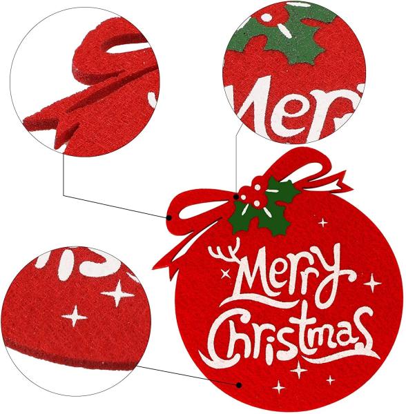 Red Felt Coasters Table Mat Xmas Winter Coffee Cup Mat Ornament