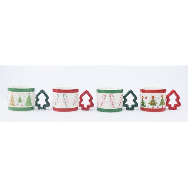 Christmas Tree Handle Ceramic Mugs