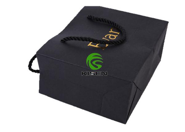 Black Matt Laminated Paper Bags , Twisted Handle Printed Paper Shopping Bags