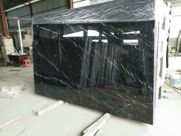 High Hardness Nero Marquina Marble Slab , Natural Nero Black Marble Tile