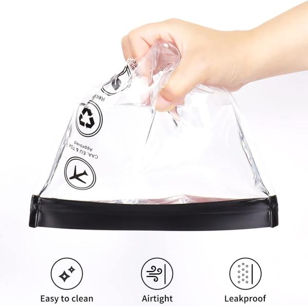Quart Size Zipper Bags- Triple-sealed Seam Leakproof Clear Cosmetic Bag for Liquids & Makeup- Portable Travel Size