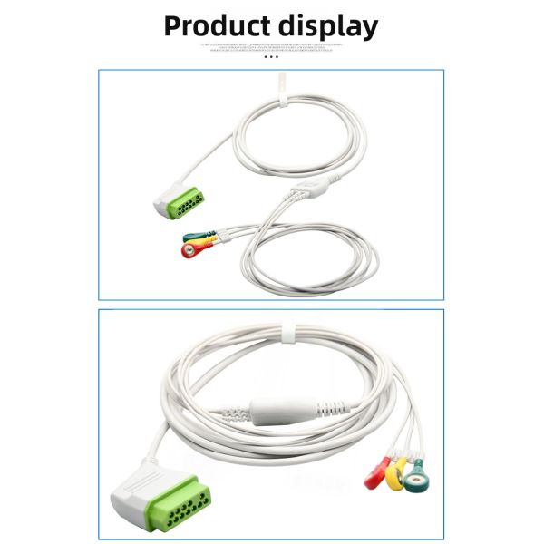 Japan Optoelectronics BSM-2301 Integrated 12-Pin ECG Lead Wire 4.0 Button Three-Lead Compatible EOS Medical Consumables