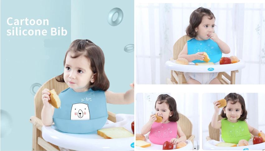 Кнопки свободных Bibs младенца силикона BPA Washable регулируемые с карманом