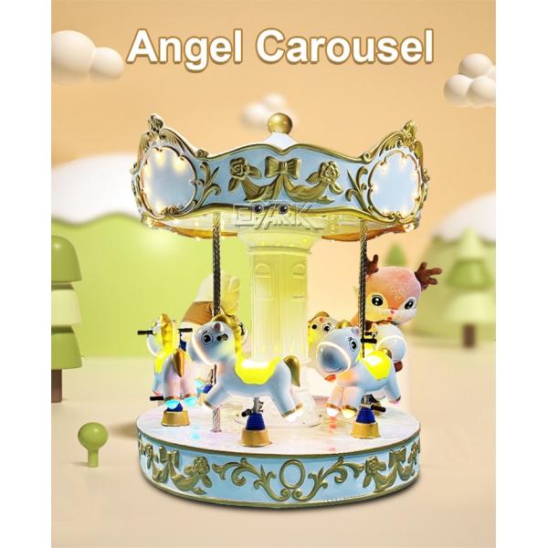 Kiddie Ride Angel Carousel 6 Seats Carousel Horses For Children'S Theme Park
