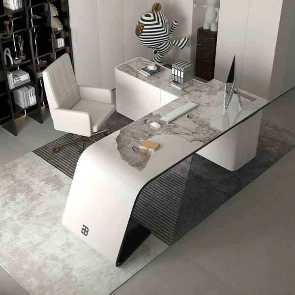Strong Executive Boss Luxury Office Desk in Grey for Home Office or Office Building