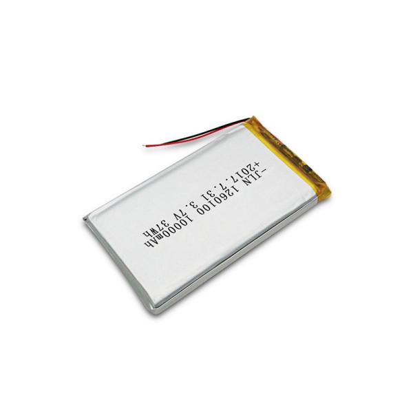PL1260100 3.7V 10000mAh Lithium Polymer Rechargeable Battery, 37Wh Soft Pack Li‑po Battery with Red Black Wires for Power Bank，CE Certified