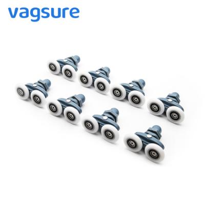 Double Plastic Rollers Sliding Glass Shower Door Hardware For 4-6MM Thickness Glass