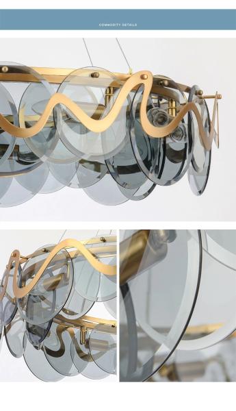 JYLIGHTING Postmodern Chandelier Nordic Creative Circle Ring Grey White Glass Pendant Light for Dining Room Modern Pendant Light