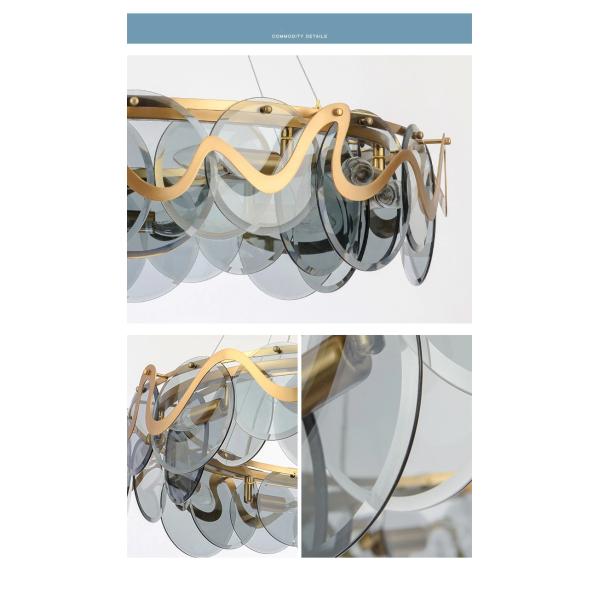 JYLIGHTING Lustre Postmoderne Nordique Créatif Cercle Anneau Gris Blanc Verre Suspension Luminaire pour Salle à Manger Suspension Moderne