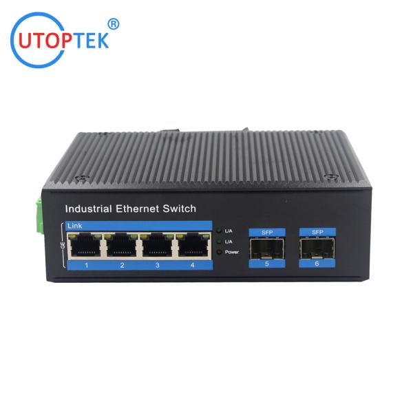 OEM IP40 10/100/1000Mbps 4 Port POE+2 SFP Ethernet Industrial Switches with Din Rail