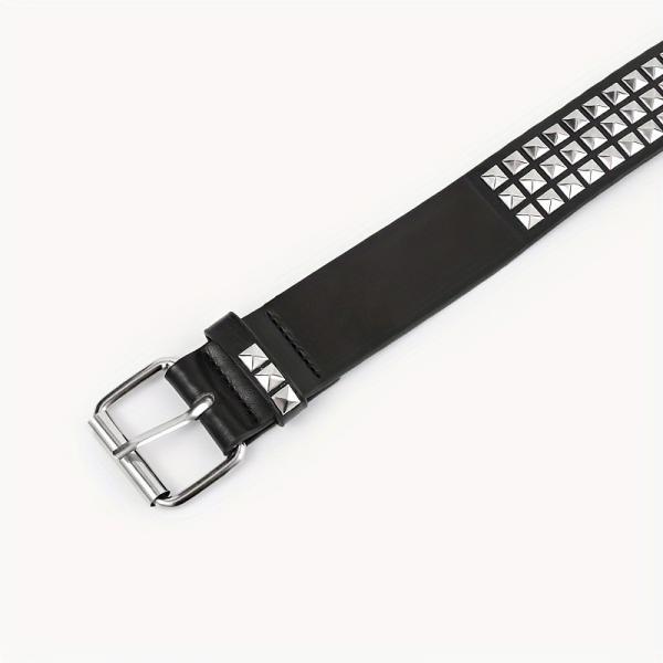 Unisex Western Belt with Ordinary Style Width 2-4cm Iron Buckle Rivet Punk Design