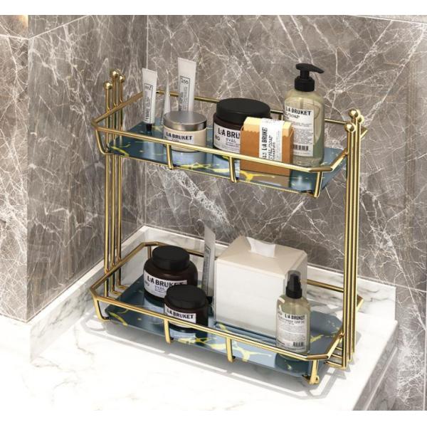Waterproof Metal H30CM 2 Tier Bathroom Counter Shelf