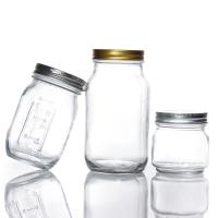 Conception personnalisée 8 oz 16 oz contenant de stockage alimentaire verre Mason Jar avec couvercles