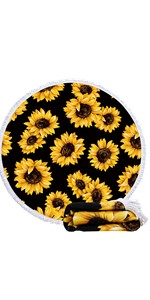Microfiber Sunflowers Beach Towel, Autumn Flower Sunset Beach Towels Oversized, Super Soft Quick Dry Bath Towel