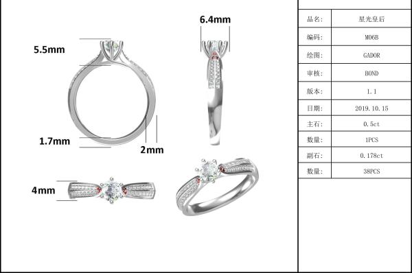 Minimalist Designs 9K Gold Jewelry , Moissanite 925 Silver Ring Set