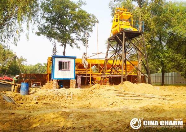 PLC Control 35m3/Hour concrete batch mix plant High Efficiency