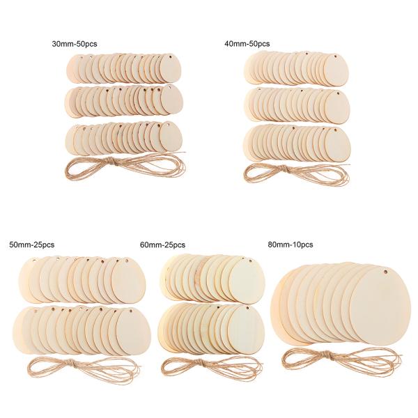 Обломоки вися ремесла 60mm незаконченные деревянные прикрывают деревянные блоки