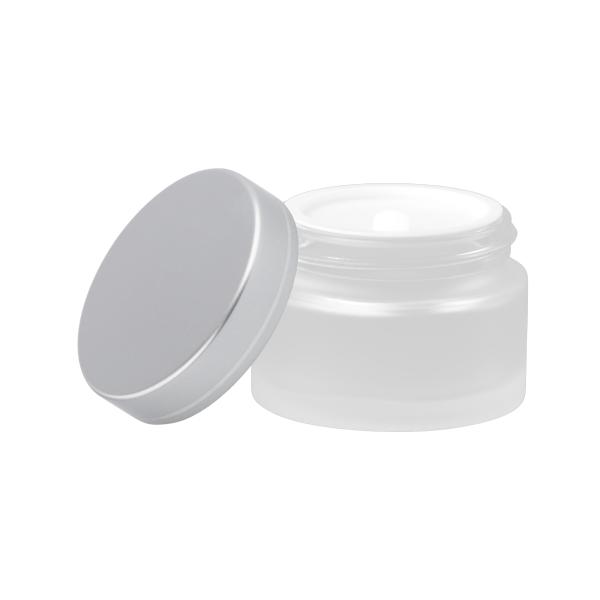 Round 20g Cosmetic Cream Jar Transparent Frosted Glass Cream Jar With Silver Plastic Lid