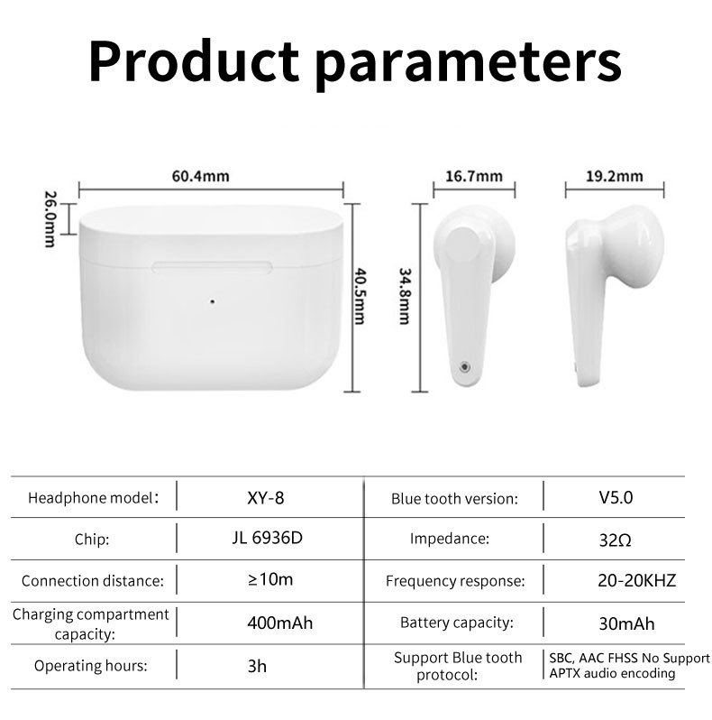 Водоустойчивые XY 8 400mAh небольшое беспроводное синий зуб Наушники