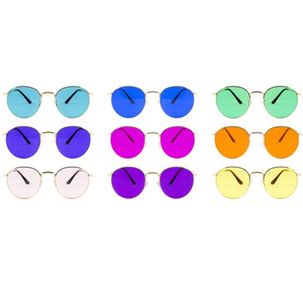 Gold Frame Round Green Color Therapy Glasses 125mm Arm