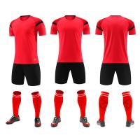 Uniformes lisos vermelhos do futebol do conjunto completo do jérsei de futebol da planície da personalização