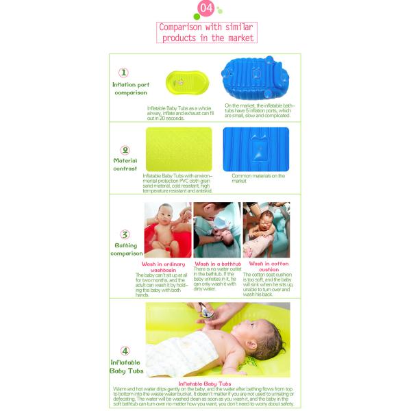Mildewproof Air Baby Bath Tub Travel Foldable Shower Basin With Air Pump