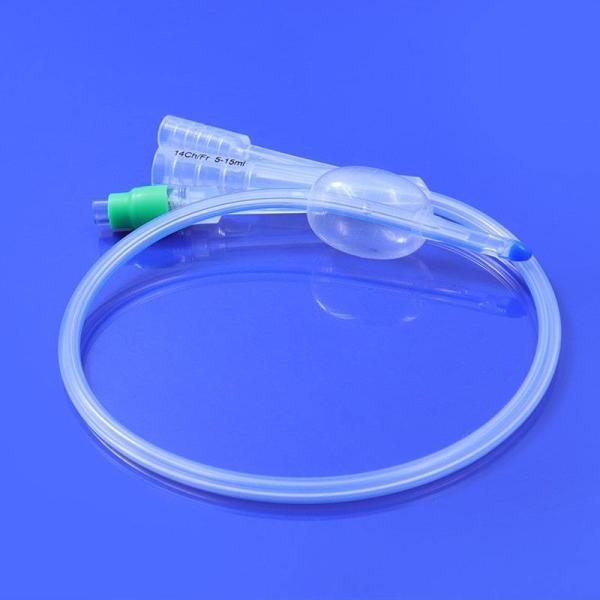 Sterile Triple-Lumen Silicone Catheter with Hydrophilic Coating