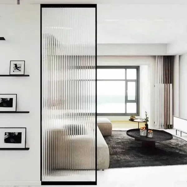 UV Protection Curtain Wall Decorative Glass Panel 8mm Transparent Rainbow Embossed Glass