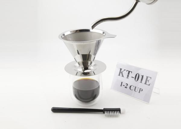 Food Grade Reusable 18/8 Stainless Steel Coffee Maker Gift Set With Cleaning Brush