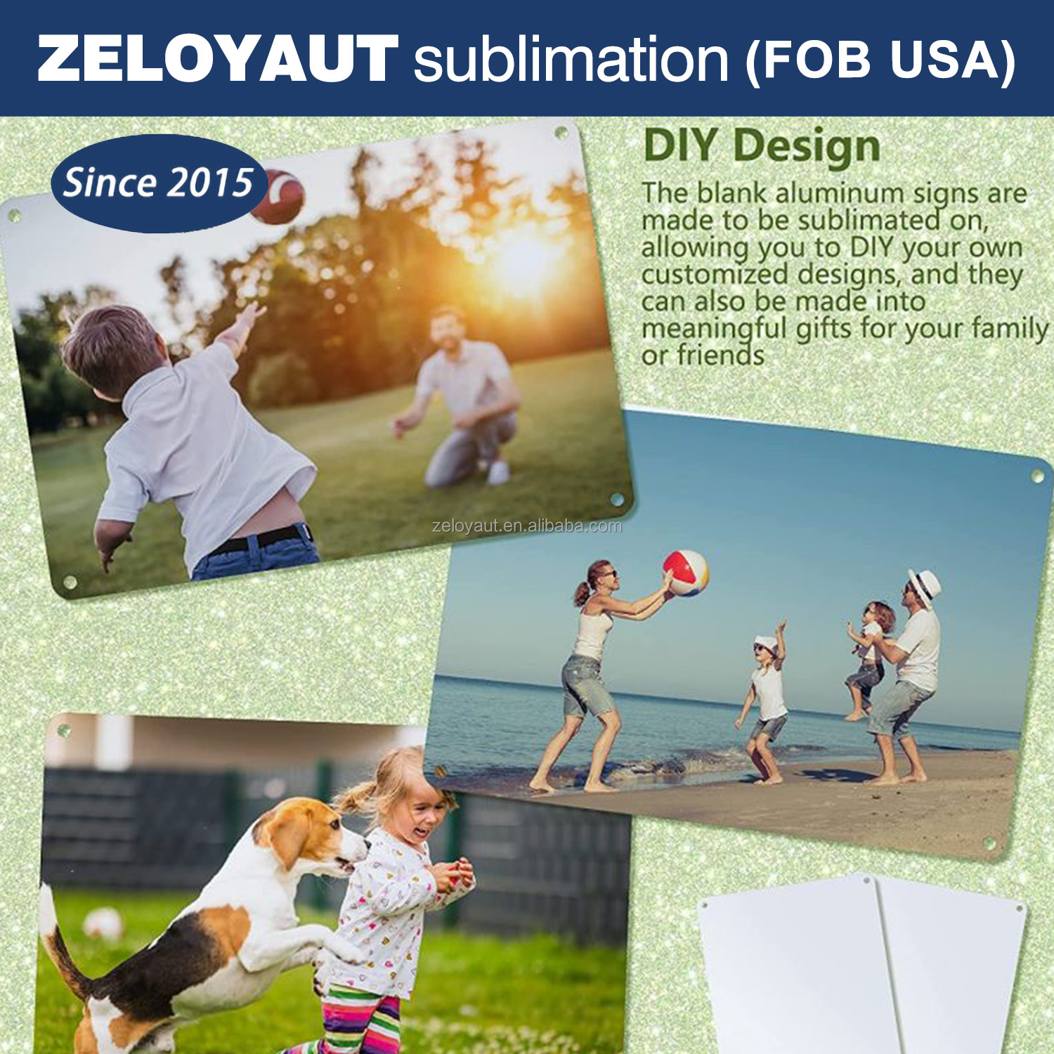 ZELOYAUT Sublimation Blanks Aluminum Street Signs 4 Holes 0.45mm 0.65mm Open Size Customization Sublimable Aluminum Sheets